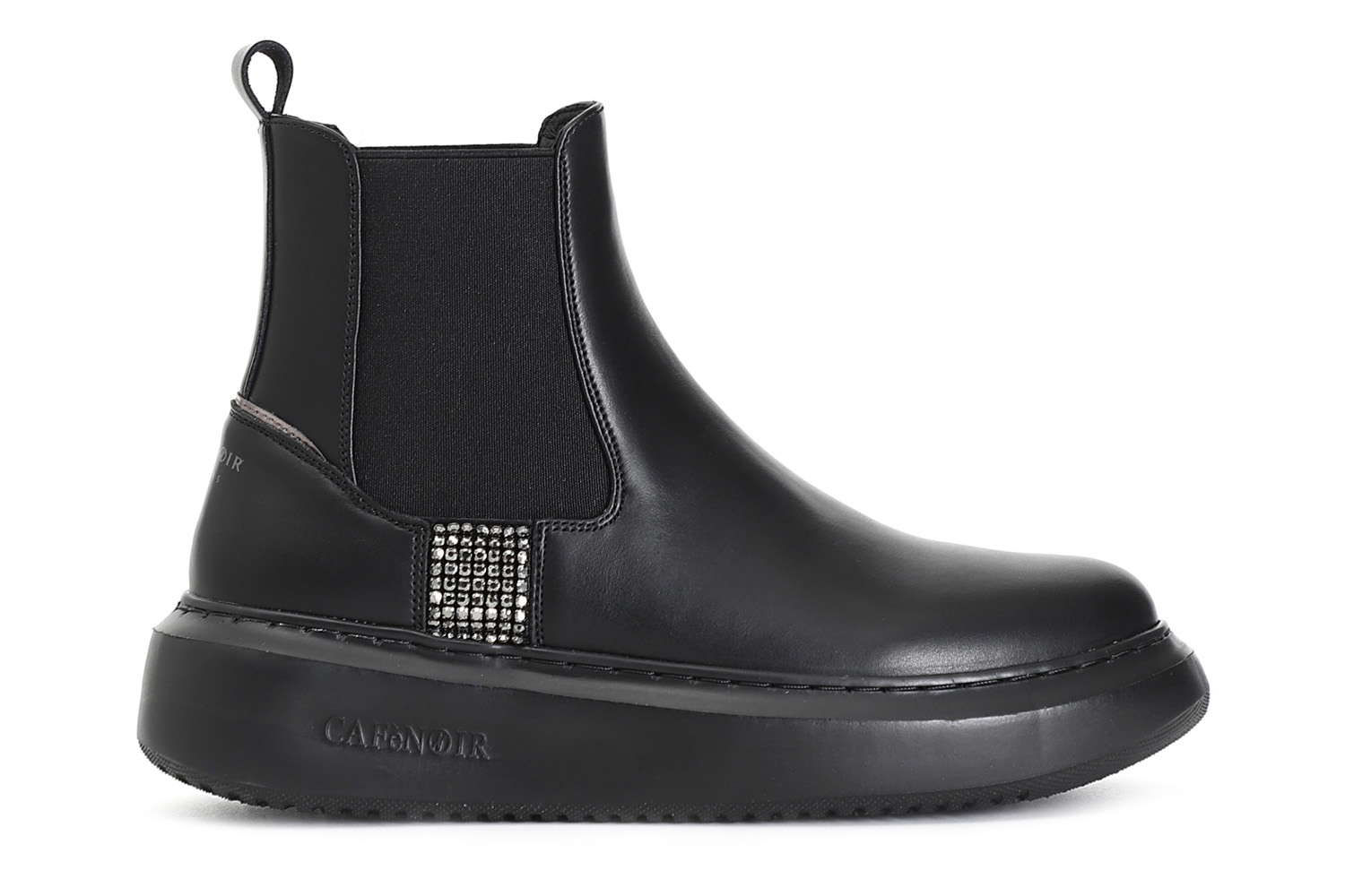 CafèNoir — Tronchetto da donna in pelle con riporto strass laterale nero