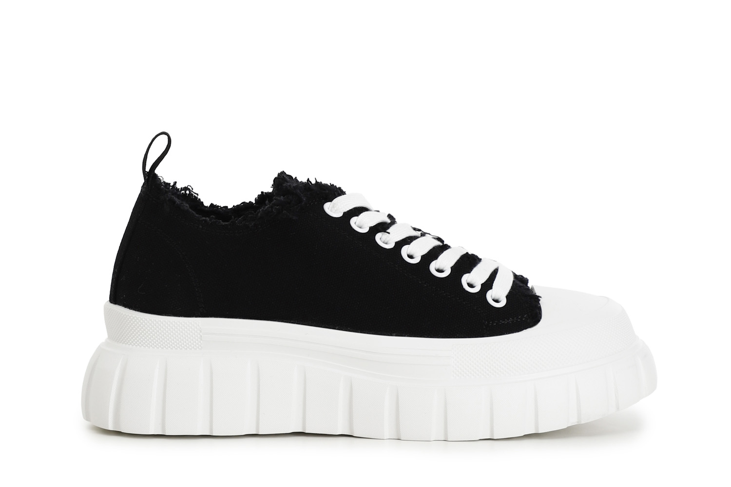 Sneakers allacciate in tessuto sfrangiato nero 39 - Nero (39)