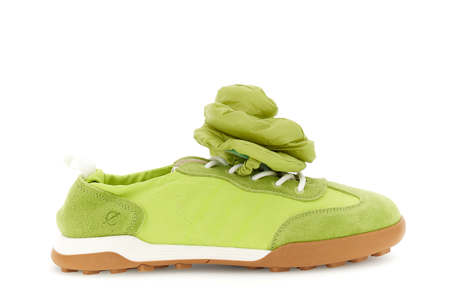 CafèNoir — Sneakers in nylon pelle scamosciata e accessorio removibile lime