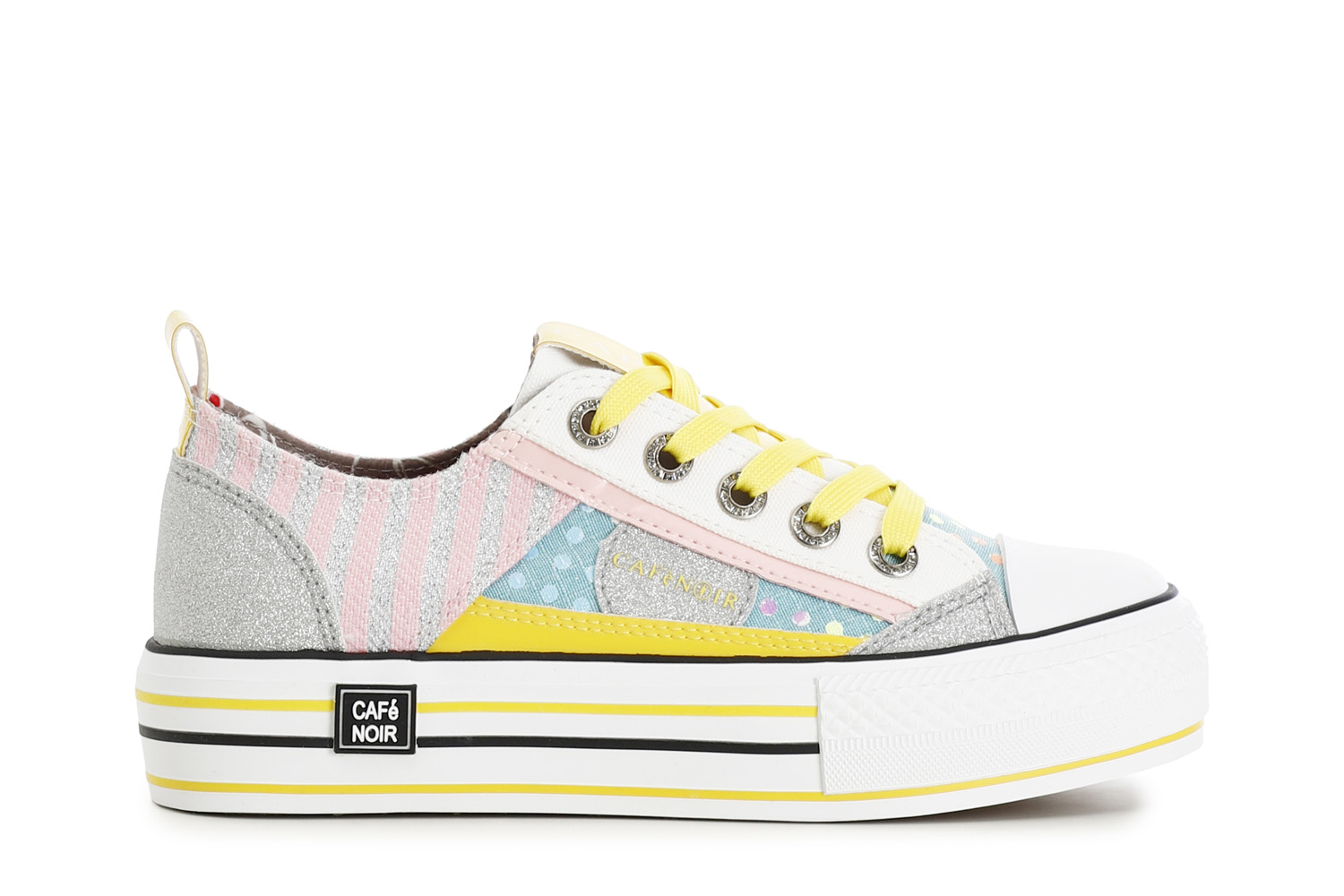 Sneakers basse effetto patchwork in tessuto su suola in gomma multi rosa 40 - Multi rosa (40)