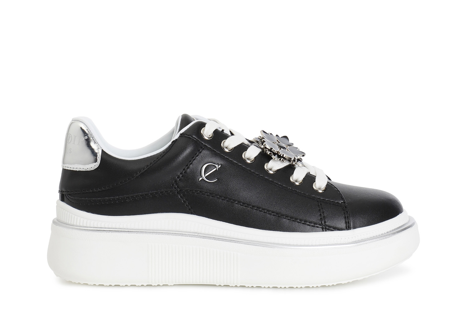 sneaker in pelle con accessorio smaltato nero 38