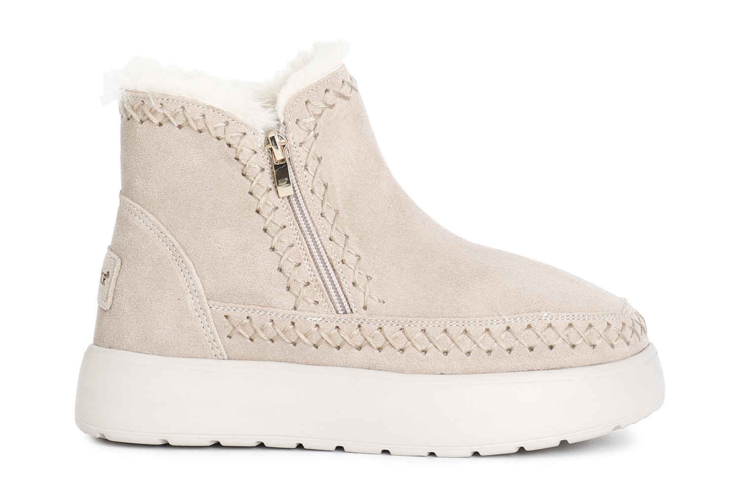 CafèNoir — Tronchetto da donna con doppia cerniera in pelle scamosciata beige