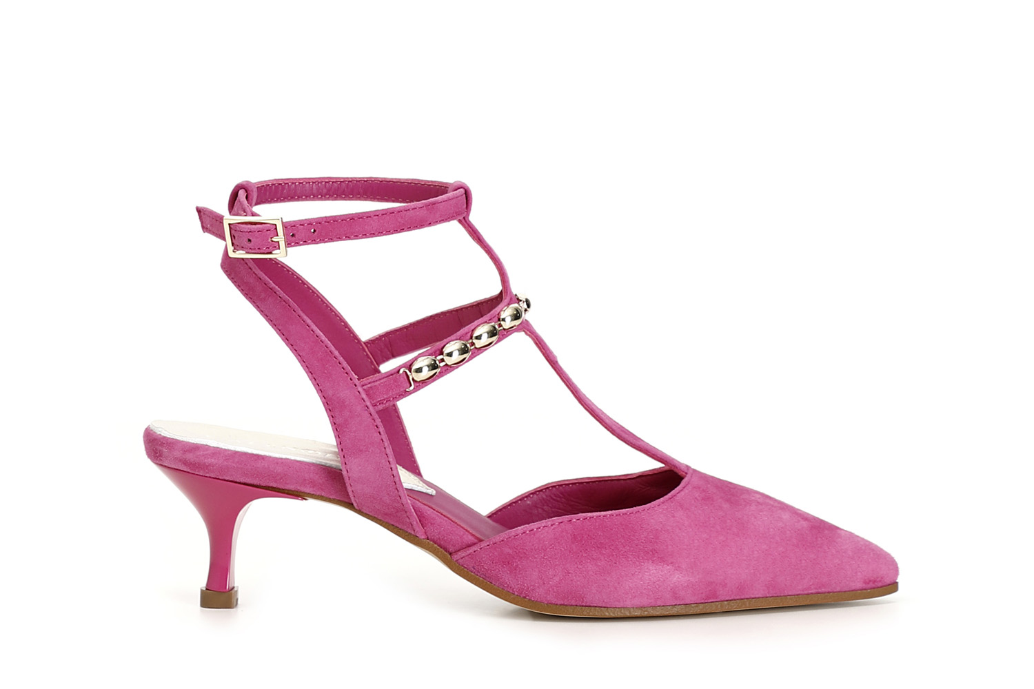 Dècollète in suede con gabbia decorativa fuxia 36 - Fuxia (36)