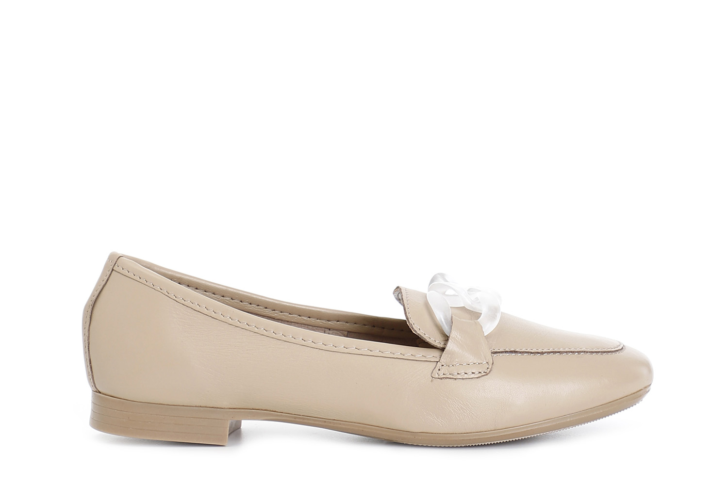 Mocassino in pelle con catena taupe 41 - Taupe (41)