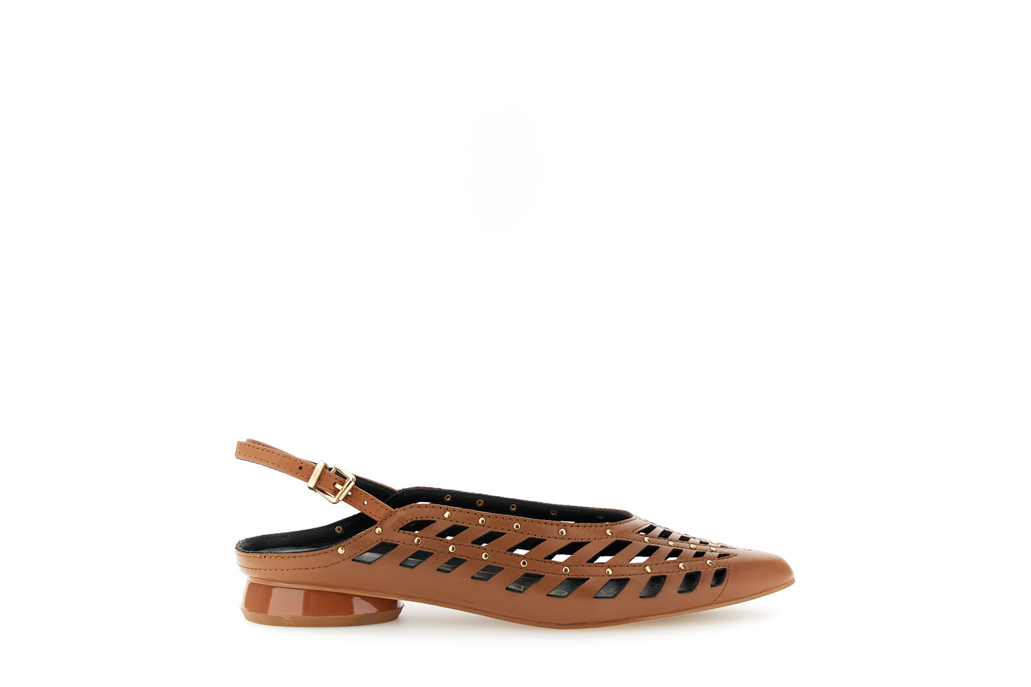 slingback in nappa traforata con borchie e laccino cuoio 35