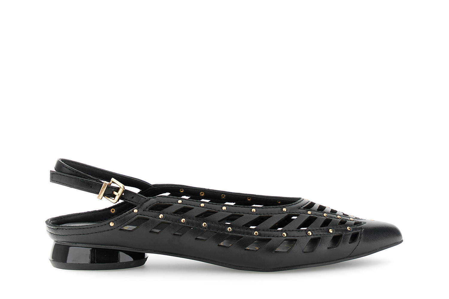 slingback in nappa traforata con borchie e laccino nero 36