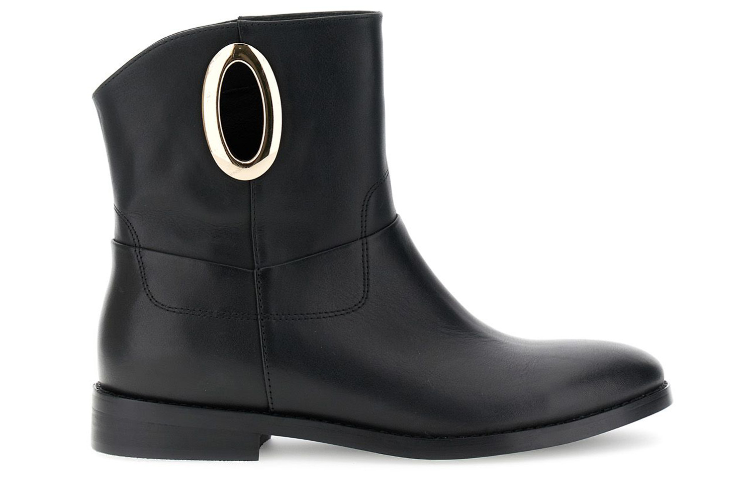 tronchetti in pelle con accessorio dorato nero 36