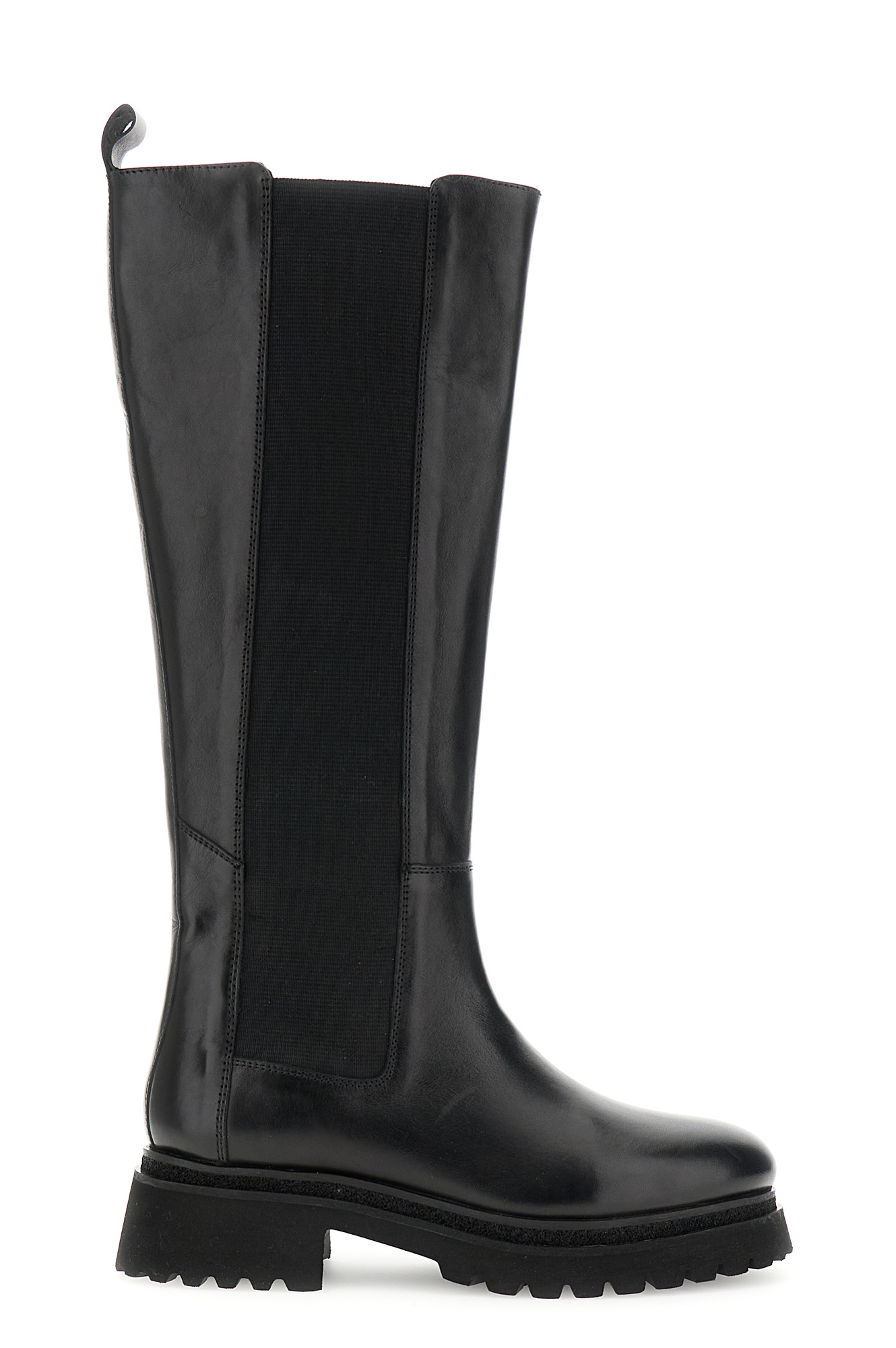 stivali in pelle con elastico nero 36