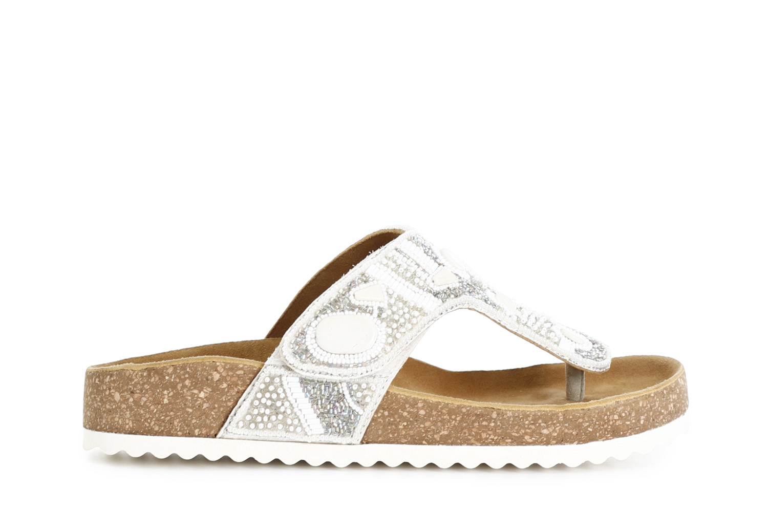 Infradito modello ciabatta in sughero e strass degradè multi bianco 37 - Multi bianco (37)