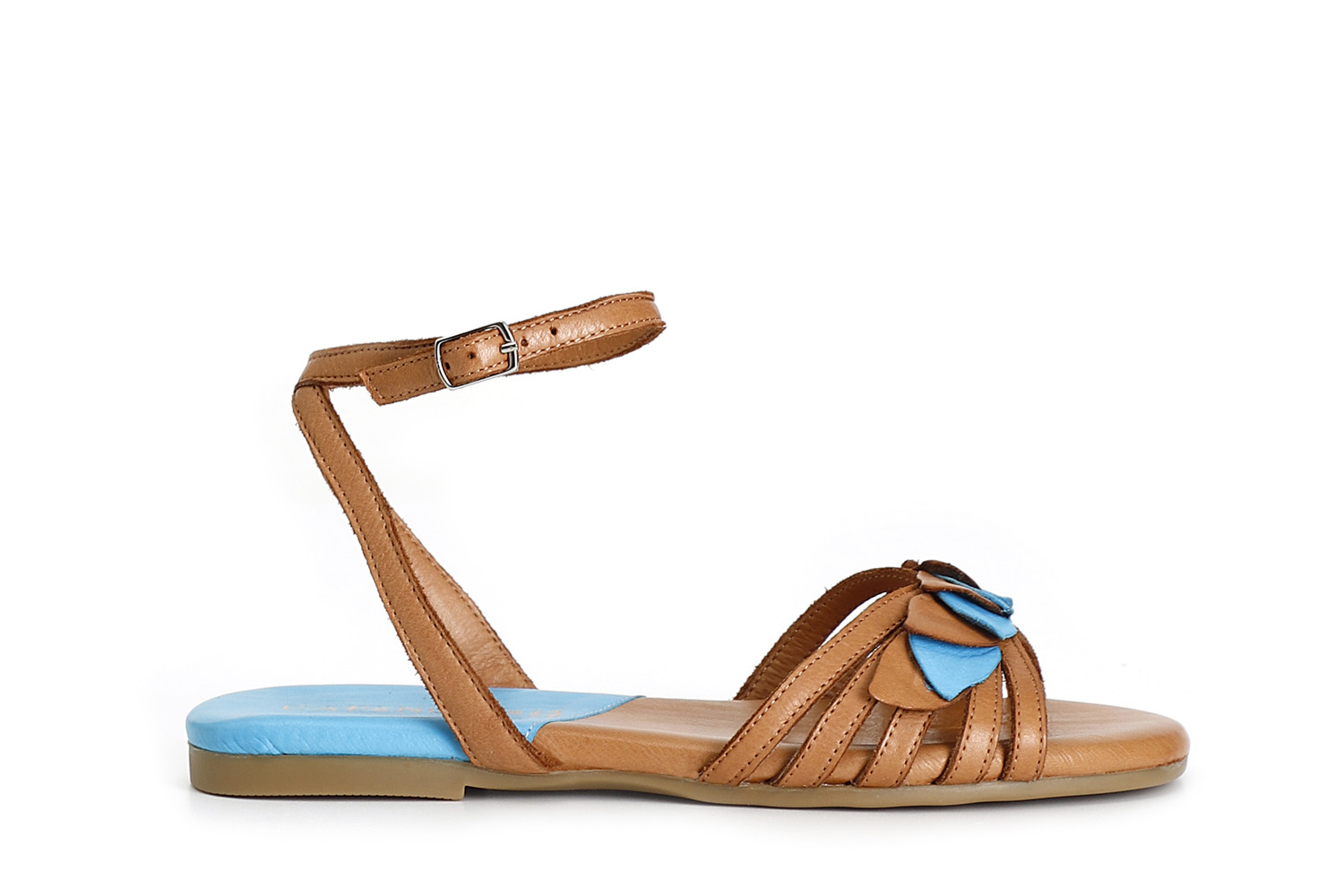 Sandali in pelle con laccio alla caviglia multi cuoio 37 - Multi cuoio (37)