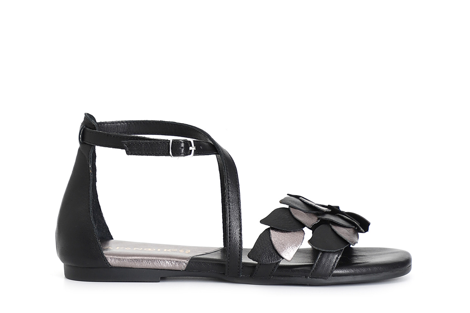 Sandali in pelle chiusi dietro con laccio alla caviglia multi nero 36 - Multi nero (36)