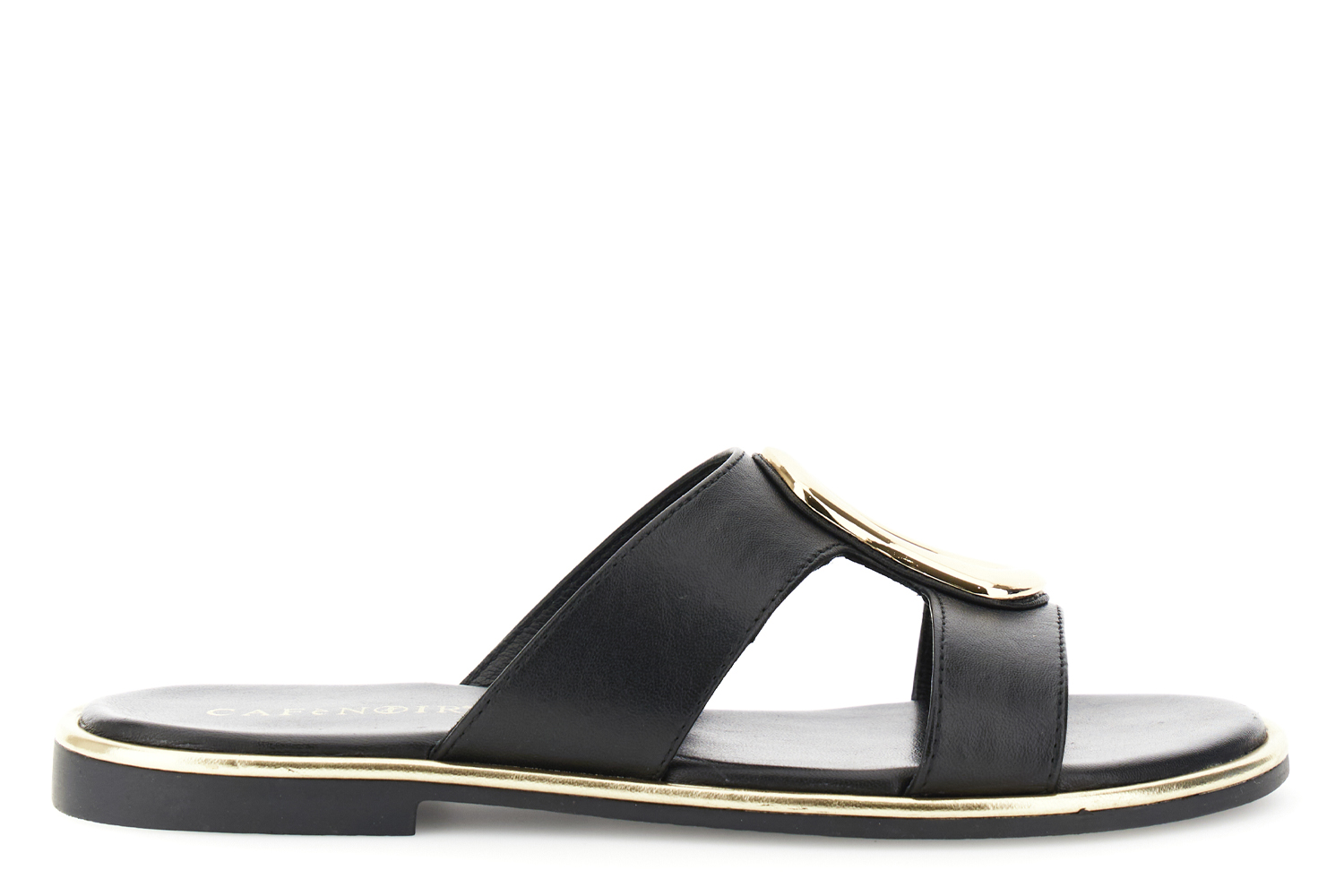ciabatta in pelle con accessorio nero 36