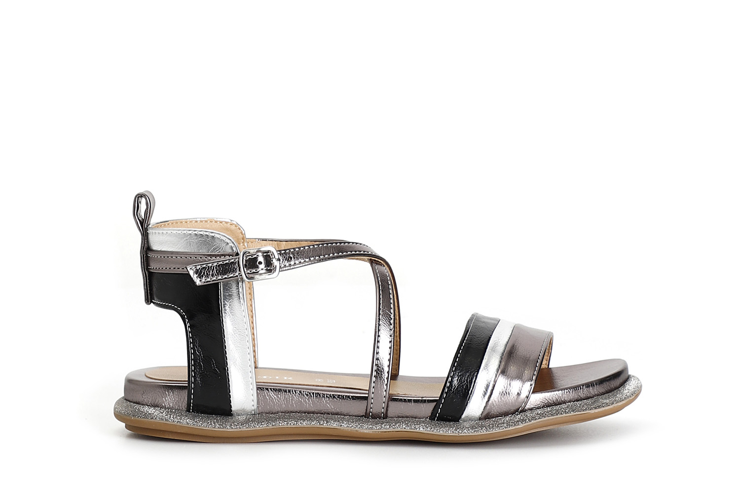 Sandali fasce incrocio in sintetico laminato multi antracite 36 - Multi antracite (36)