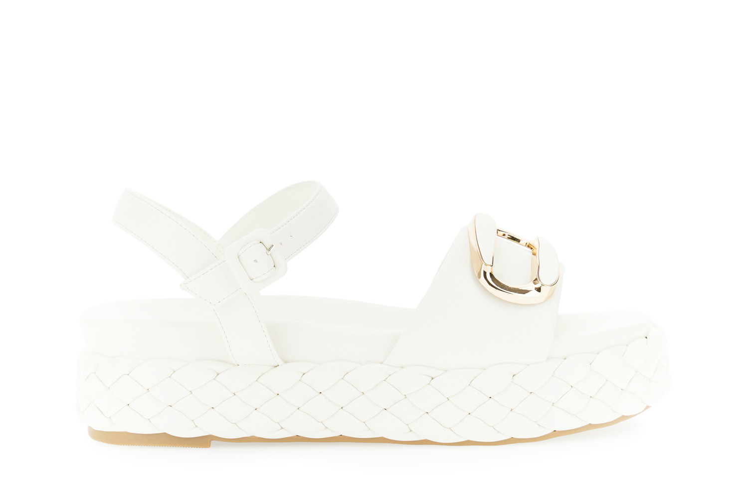 sandali gilda con fondo a treccia e accessorio bianco 36