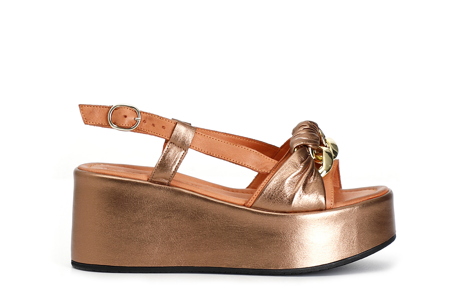 Sandali in pelle con catena multi bronzo 37 - Multi bronzo (37)