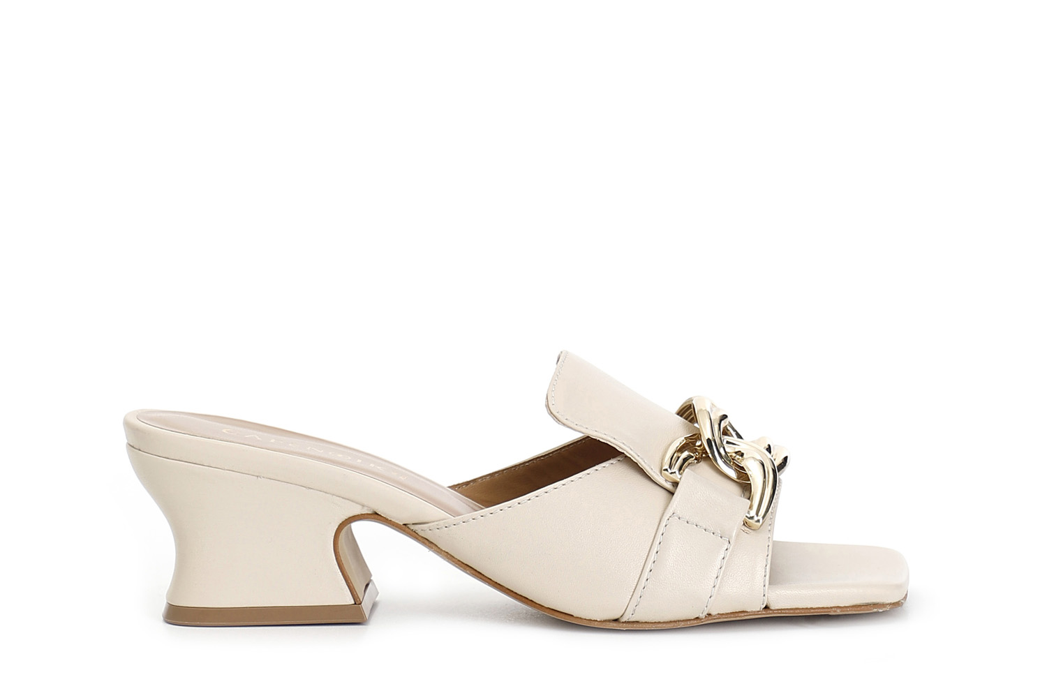 Ciabatte in pelle con catena burro 41 - Burro (41)