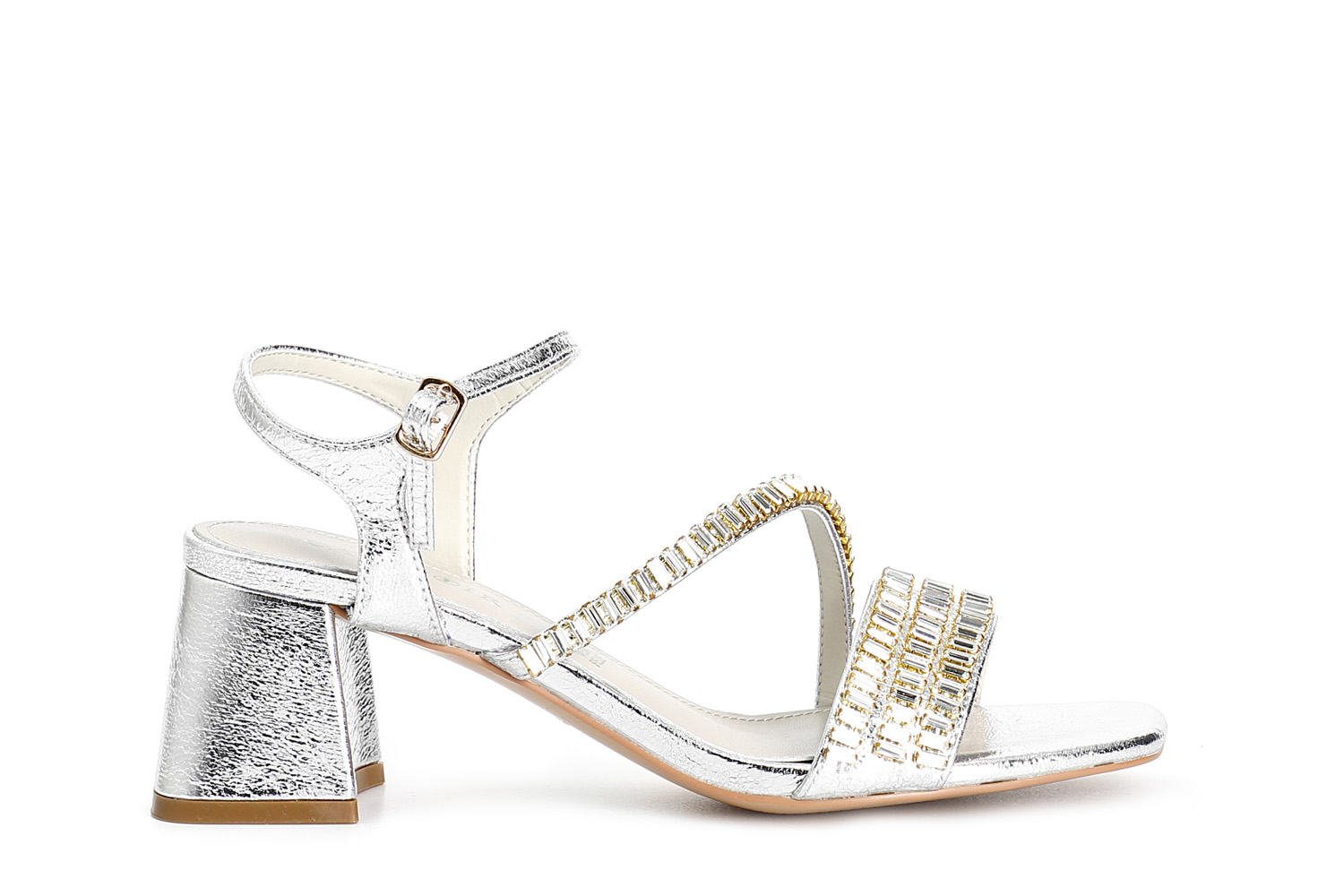 sandali gilda con strass argento 40