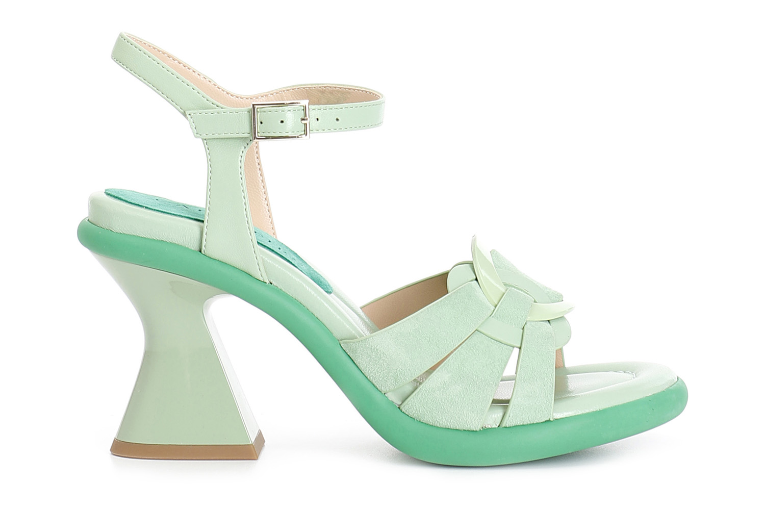 CafèNoir — Sandali gilda in pelle con accessorio anello verde