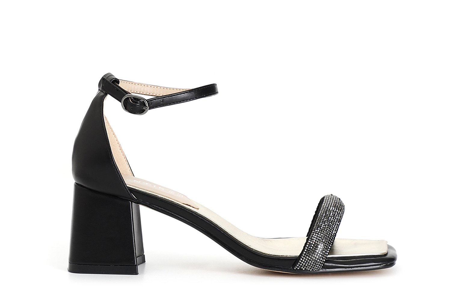 Sandali frate con strass chiuso dietro nero 36 - Nero (36)