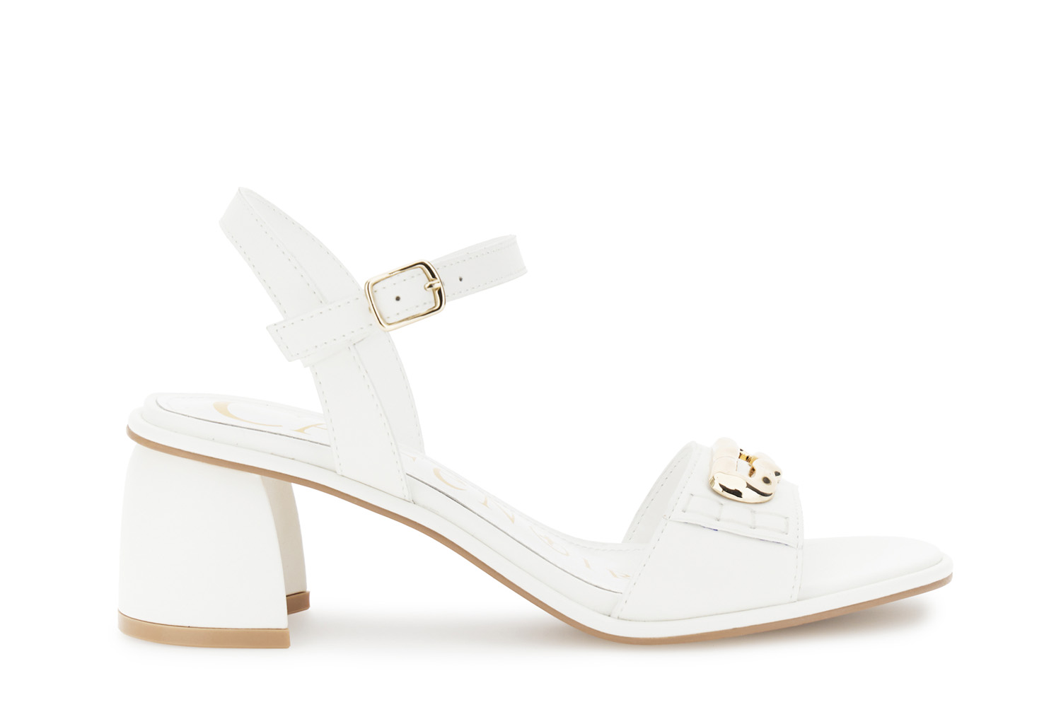 CafèNoir — Sandali gilda ieffetto pelle con accessorio off white