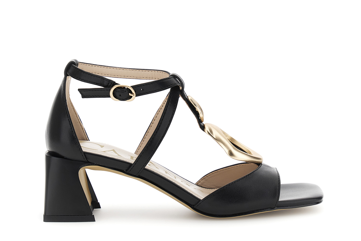 CafèNoir — Sandali in nappa con accessorio e toppone dietro nero