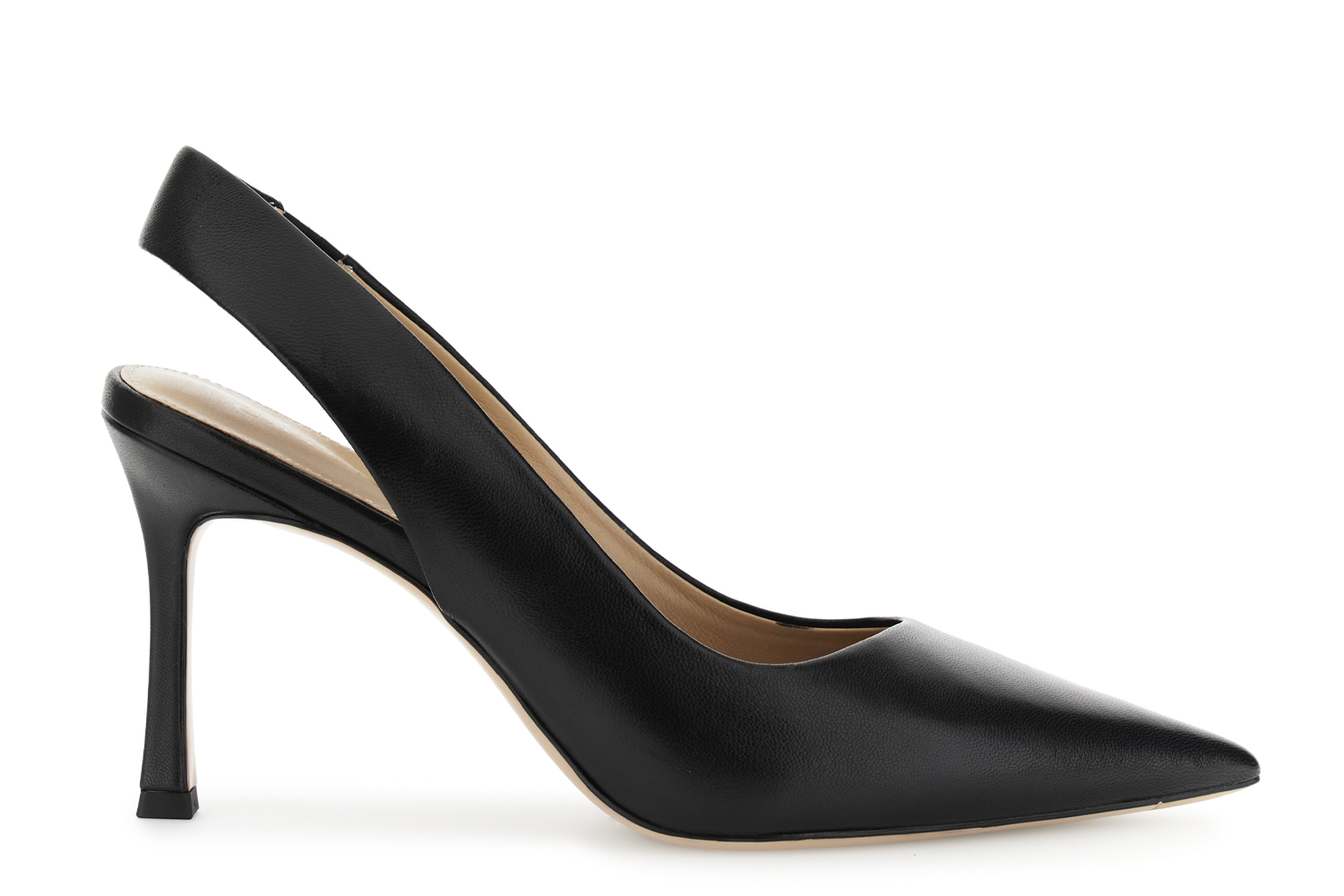 décollété in pelle aperte dietro nero 35