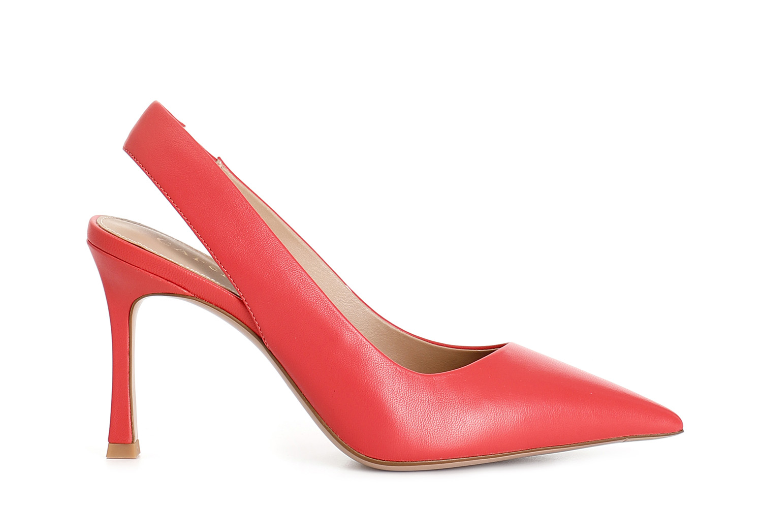 décollété in pelle aperte dietro corallo 37