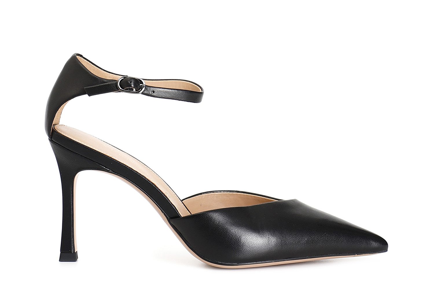 décollété in pelle con laccio alla caviglia nero 38