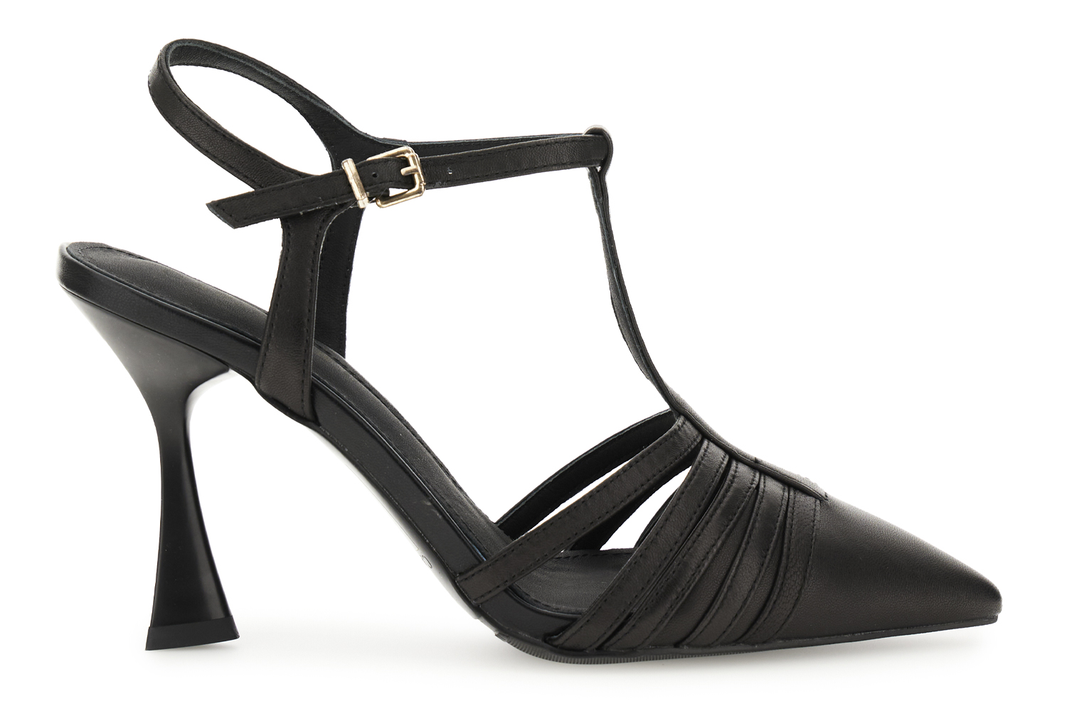 décolleté a "t" aperta dietro in nappa nero 35