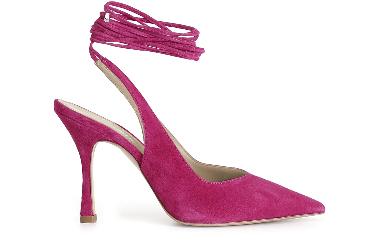 Dècollète in pelle scamosciata e lacci fuxia 39 - Fuxia (39)