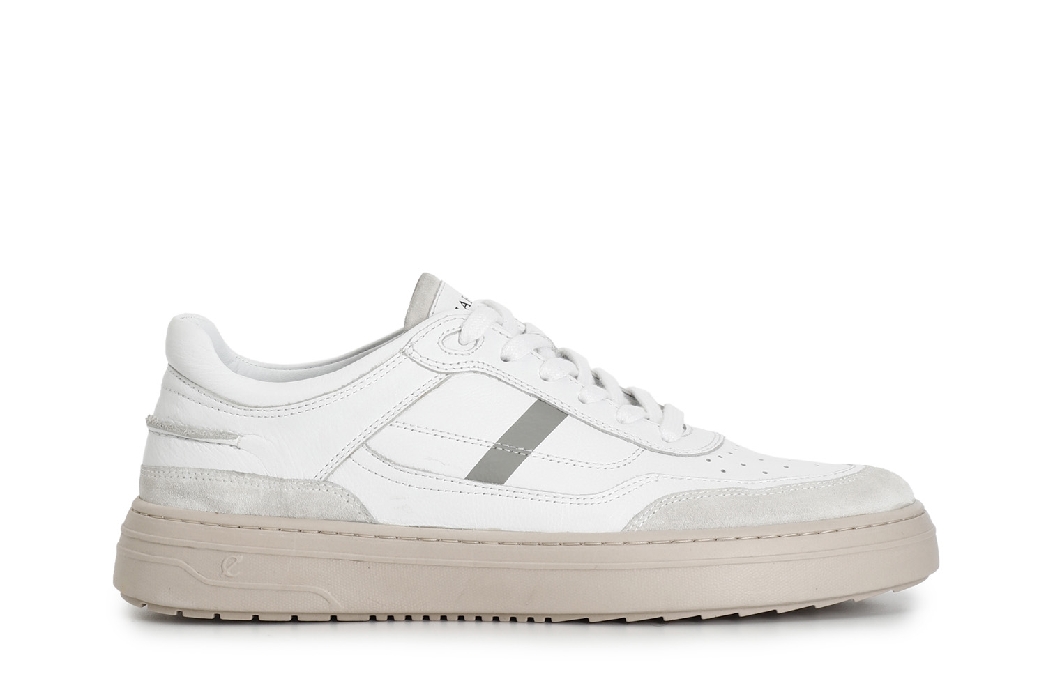 sneakers uomo in pelle e pelle scamosciata bianco 45