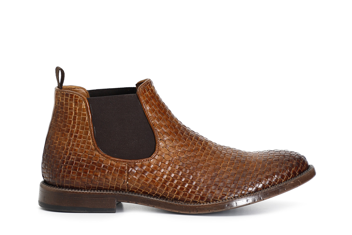 Tronchetti con elastici intrecciato in pelle cuoio 43 - Cuoio (43)