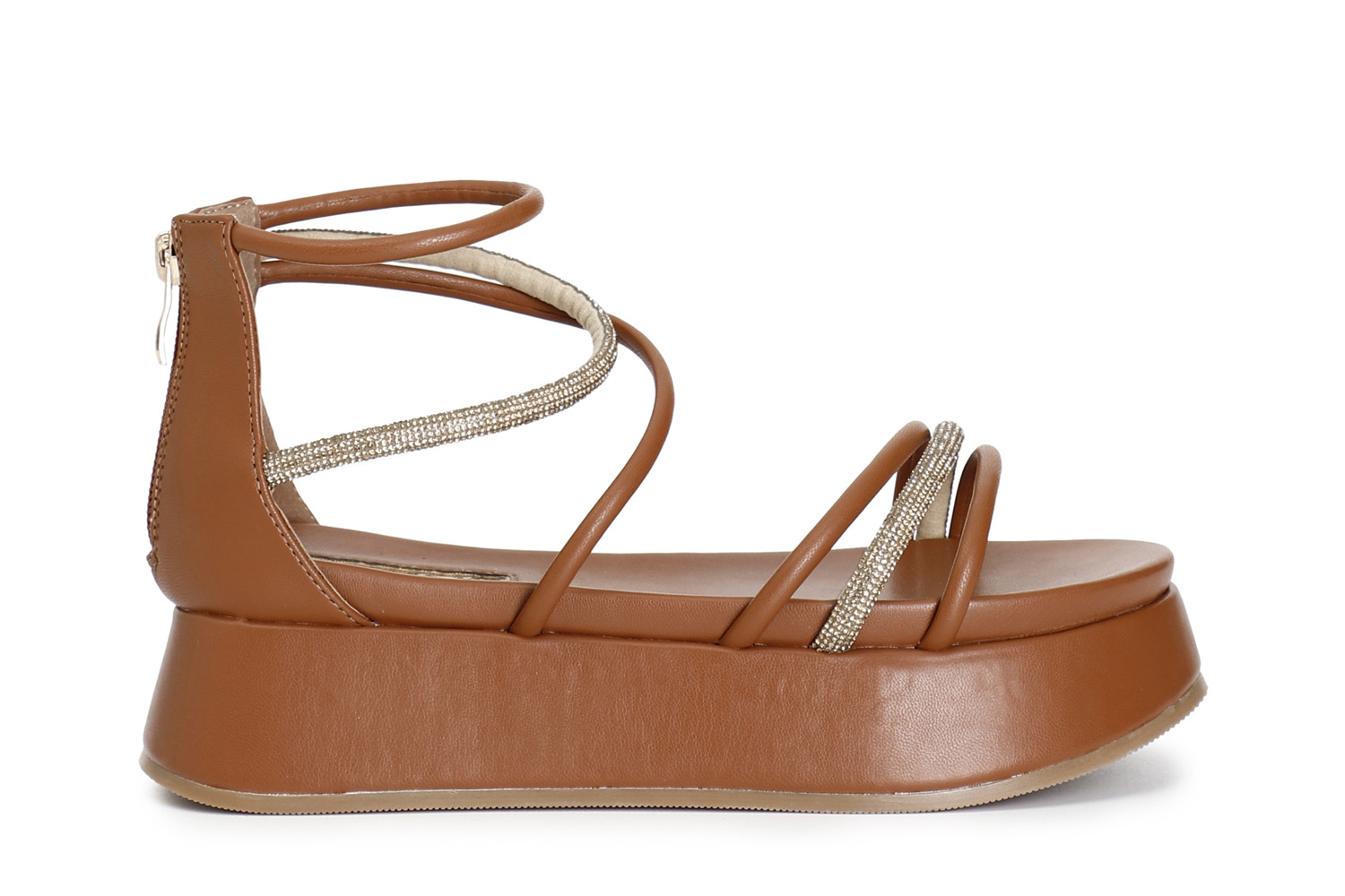 sandali asimmetrico con mignons cuoio 36