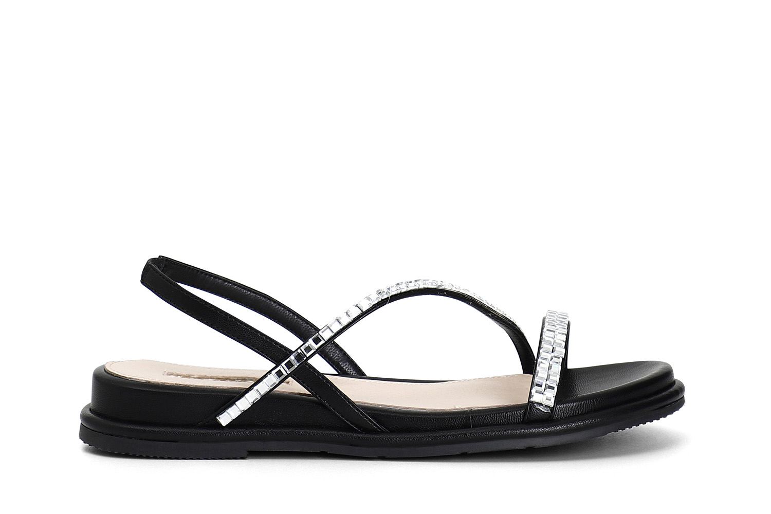 sandali asimmetrici multistrass nero 39