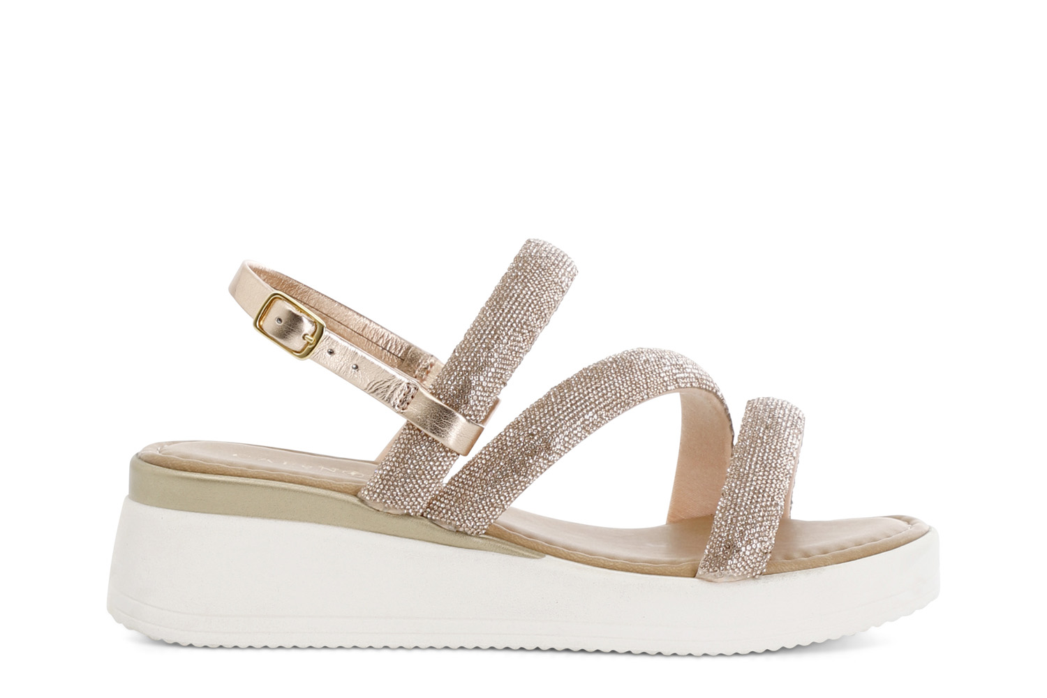 sandali asimmetrici con strass cipria 41