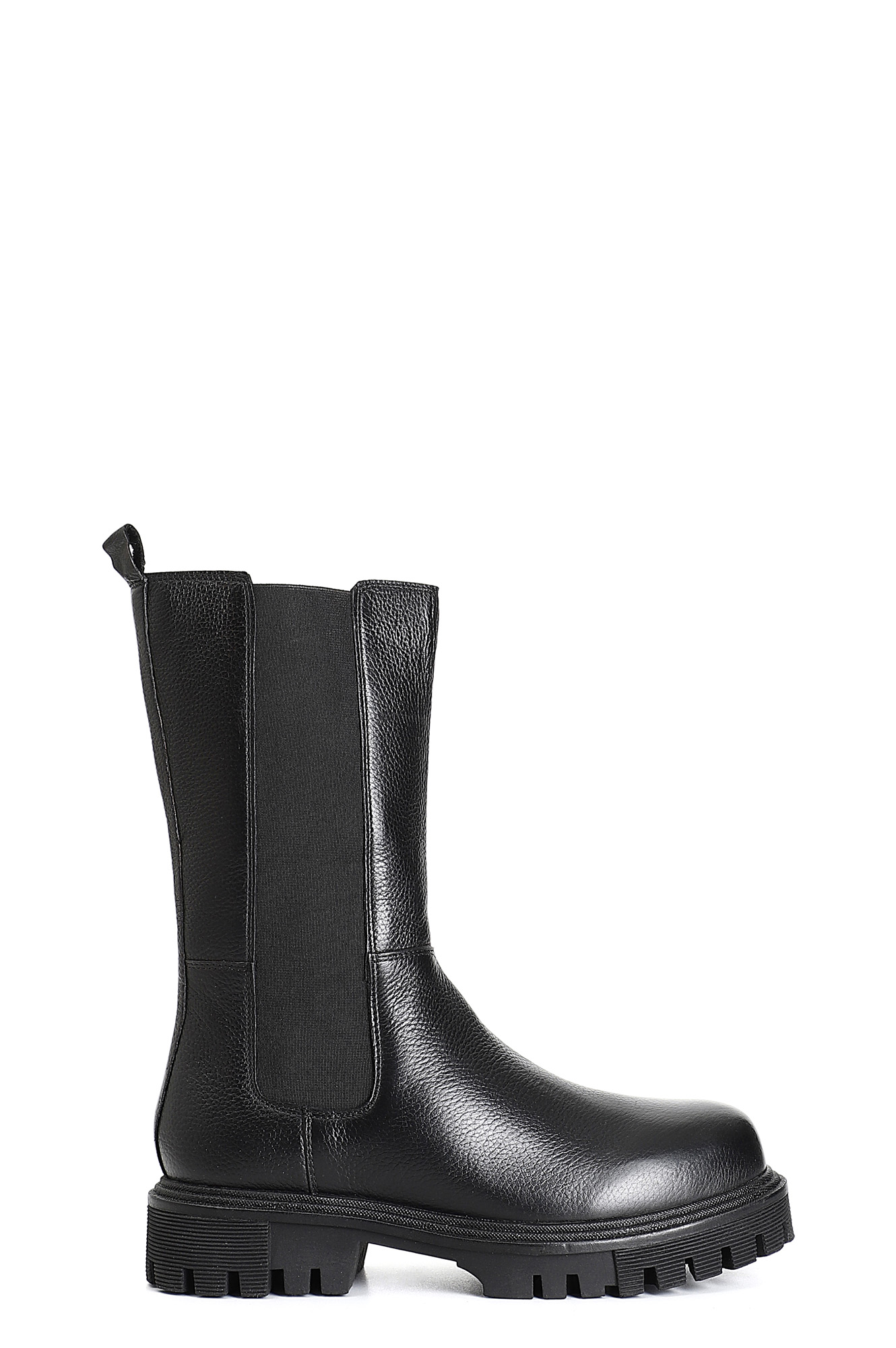 stivaletto da donna 3/4 in pelle con elastico nero 35