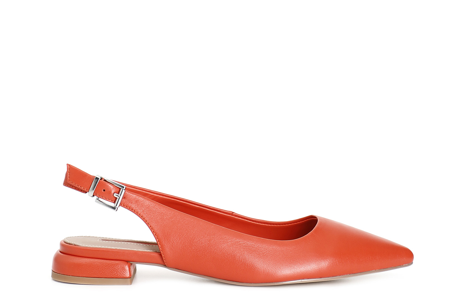 ballerine in pelle con laccio dietro corallo 40