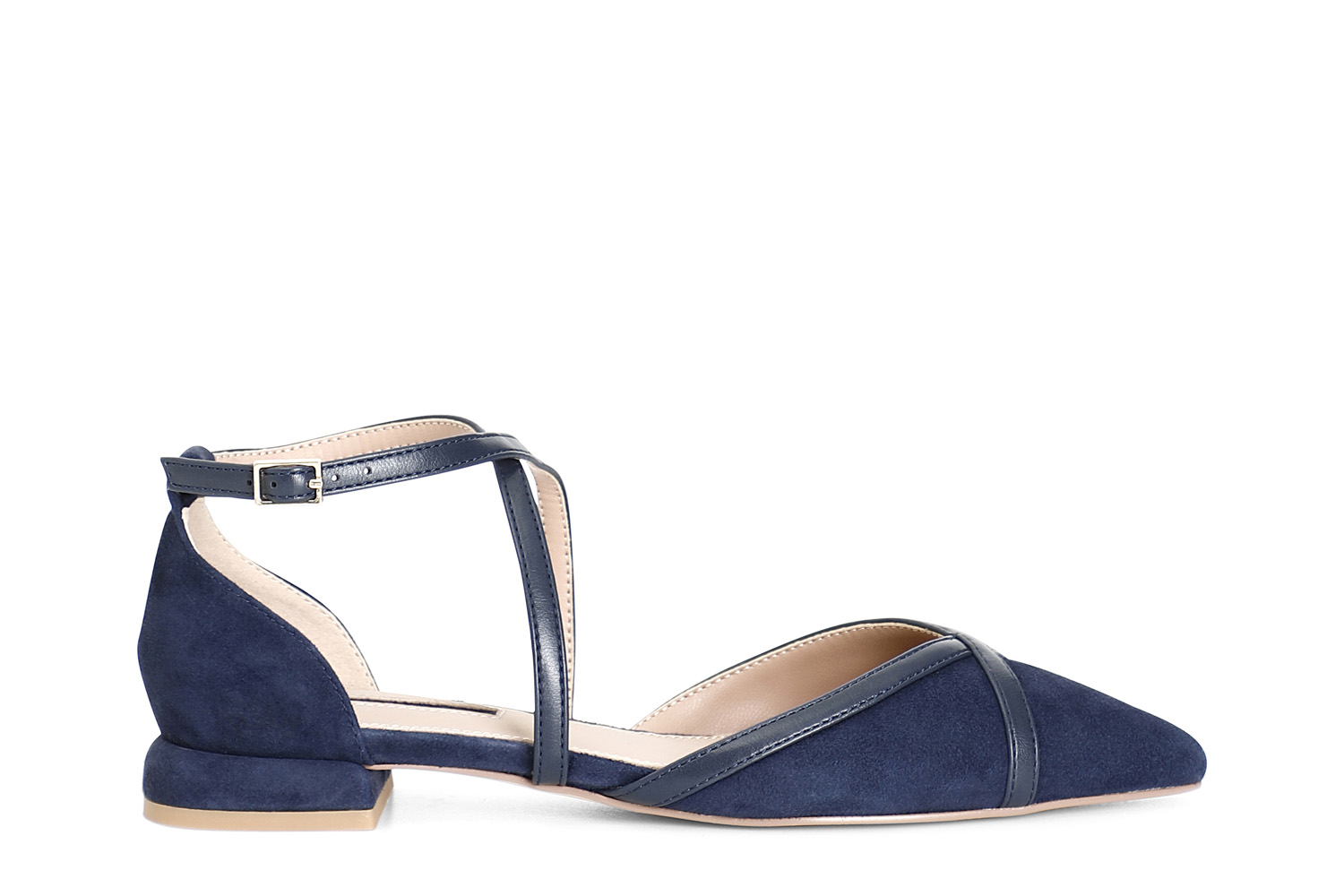 ballerine in camoscio con incrocio navy 37