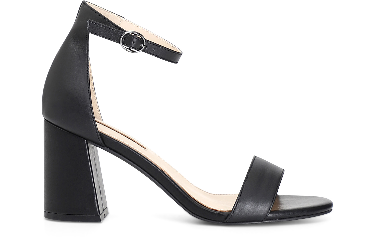 Sandali in pelle con laccio alla caviglia e toppone nero 36 - Nero (36)