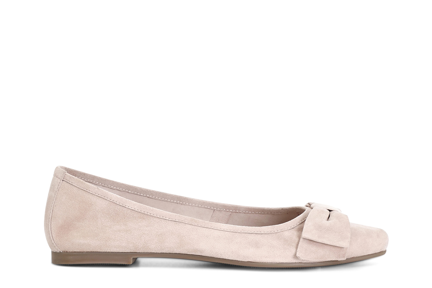 Ballerine in pelle scamosciata con fiocco cipria 36 - Cipria (36)