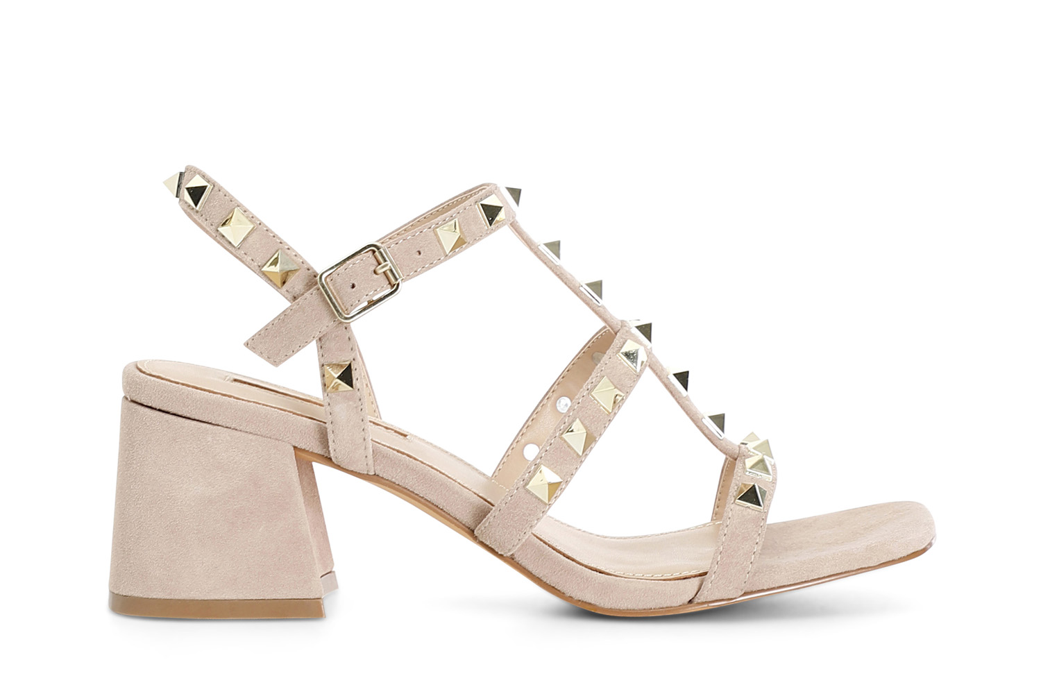 Sandali in pelle scamosciata con borchie cipria 38 - Cipria (38)