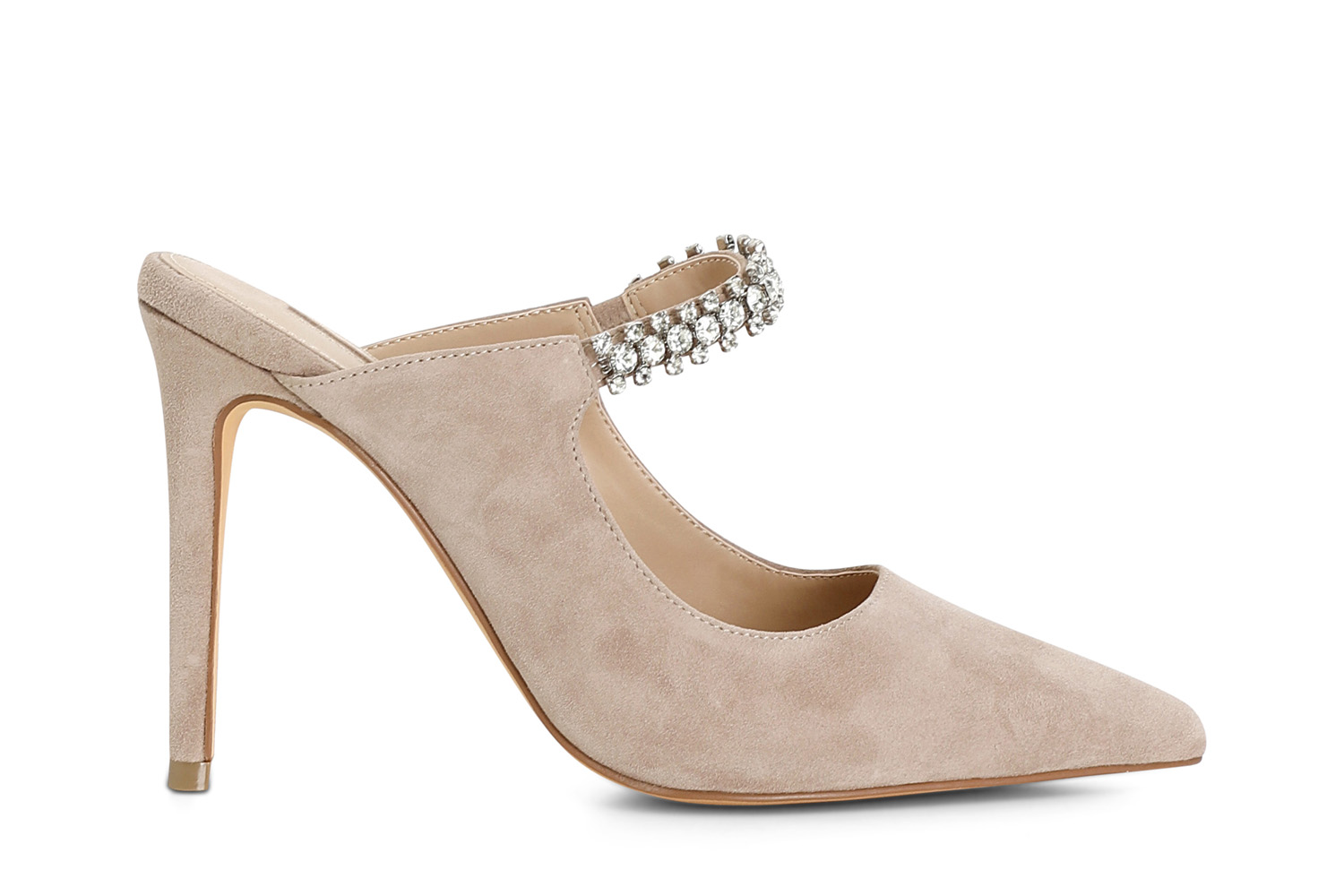 Dècollète in pelle scamosciata aperte dietro con strass cipria 40 - Cipria (40)