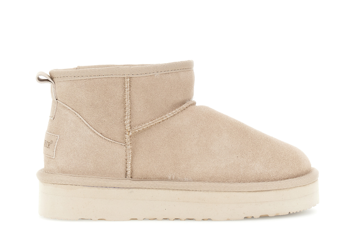 CafèNoir — Tronchetti in pelle scamosciata con pelliccia sintetica beige