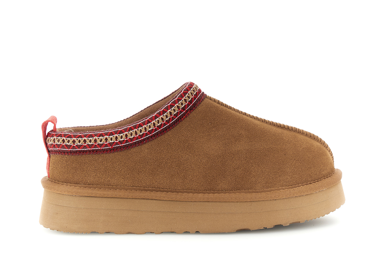 Scarpa In Pelle Scamosciata Con Motivo Cuciture E Pelliccia Sintetica Camel 36-image