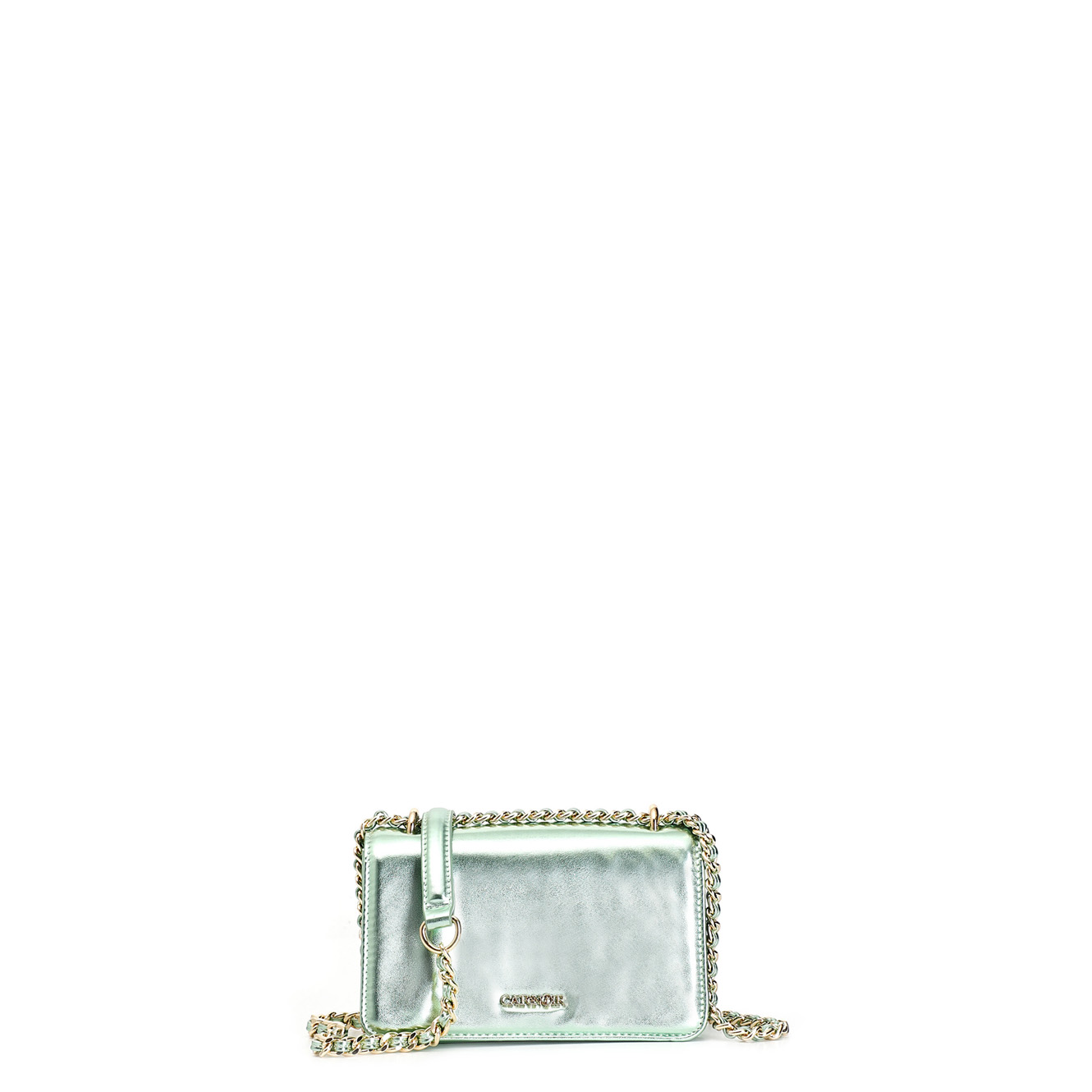 minibag effetto metallizzato con pattina verde taglia unica