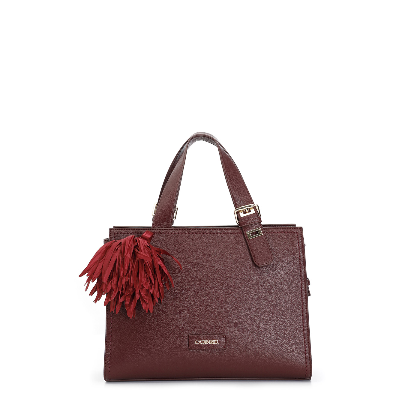tote con charm grande e fiore in tessuto bordeaux taglia unica