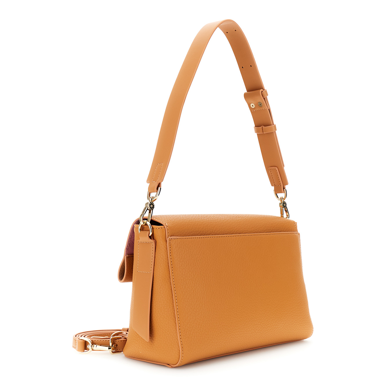 Borsa a spalla con pattina effetto pelle con grana con passante e logo in tpu arancio — vista 2