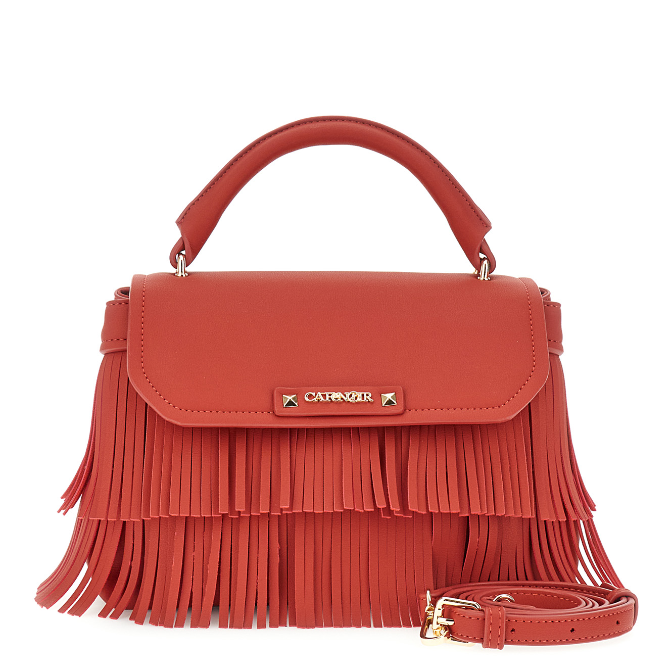 CafèNoir — Borsa a mano con pattina e frange rosso