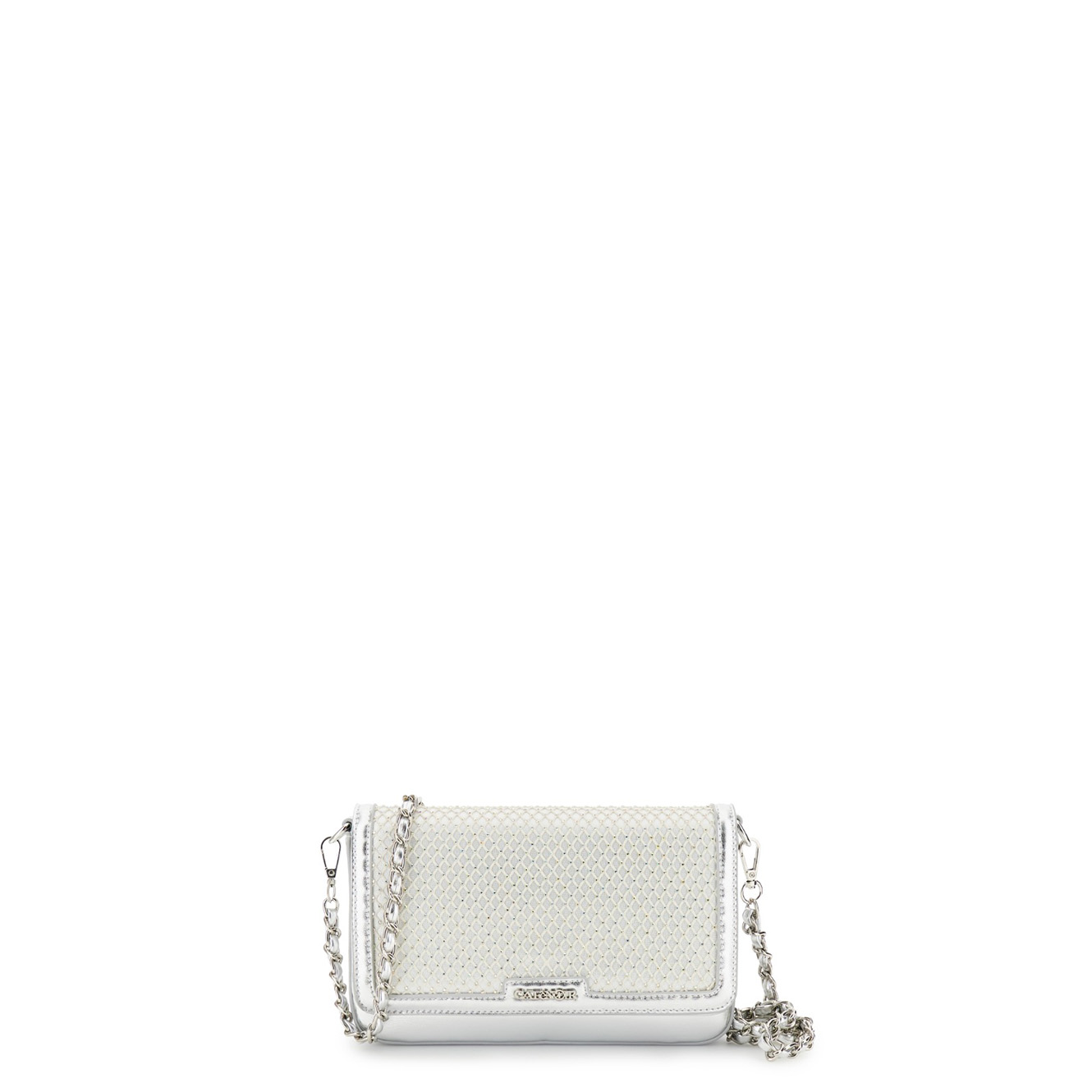 pochette in rete con strass argento taglia unica