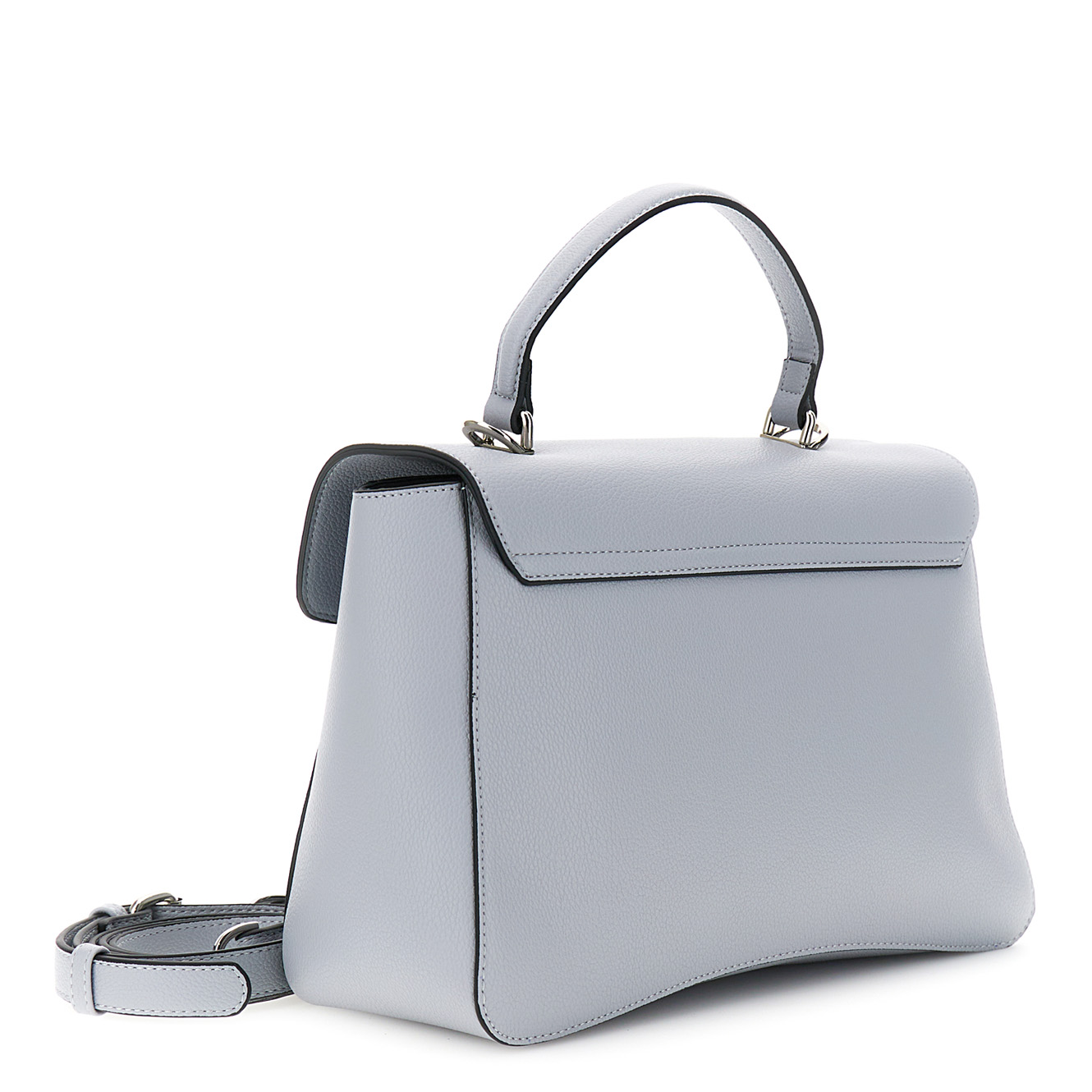 Borsa a mano con pattina effetto pelle granosa e charm colorato logato cielo — vista 2